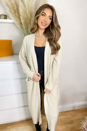 Stone Oversized Midi Length Cardigan