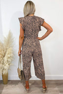 Stone Printed Frill Wrap Over Jumpsuit