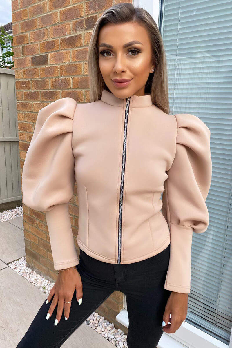 Stone Scuba Puff Sleeve Jacket – AX Paris
