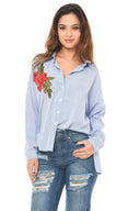 Stripey Rose Embroidered Shirt