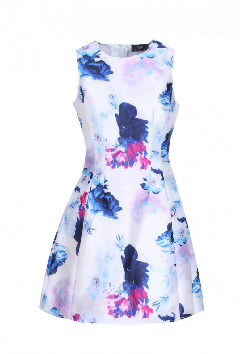 Structured Floral Printed Skater Dress