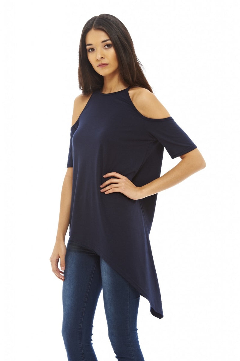 Asymmetric Cut Out Shoulder Top