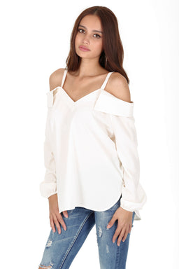 Cream Cold Shoulder Top