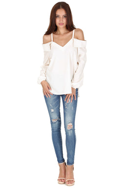 Cream Cold Shoulder Top