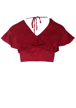 Red Silky Cropped Top