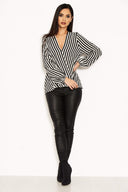 Striped Wrap Front Top