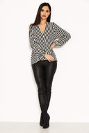 Striped Wrap Front Top