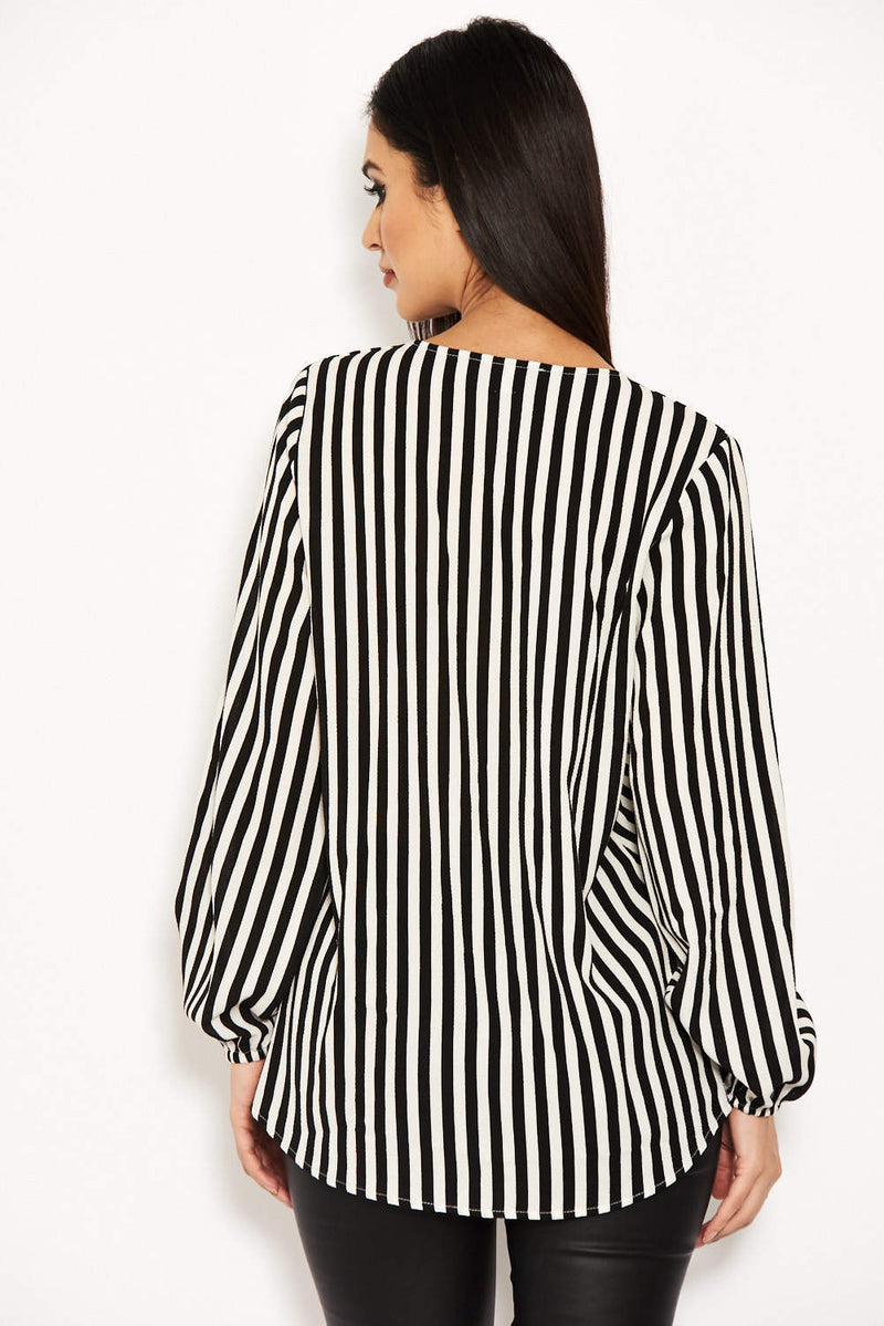 Striped Wrap Front Top
