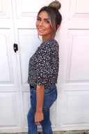 Navy Floral Ditsy Top