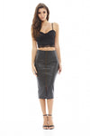 Zip Detail PU Midi Skirt