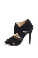 Cross Front Suede Heel