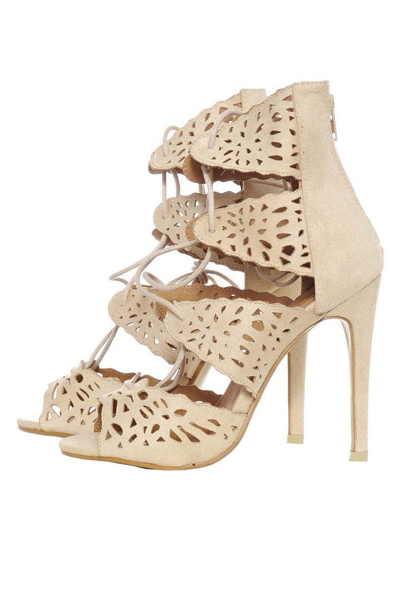 Laser Cut Lace Up Heels AX Paris