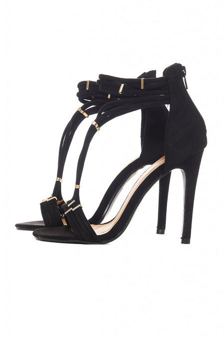 Black T-Bar Suede Heels
