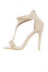 Cream T-Bar Suede Heels