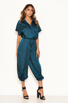 Teal Button Up Jumpsuit