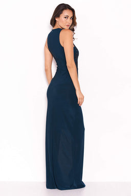 Teal Lace Detailing Maxi Dress