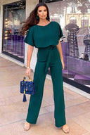 Teal Tie Waist Jumpsuit