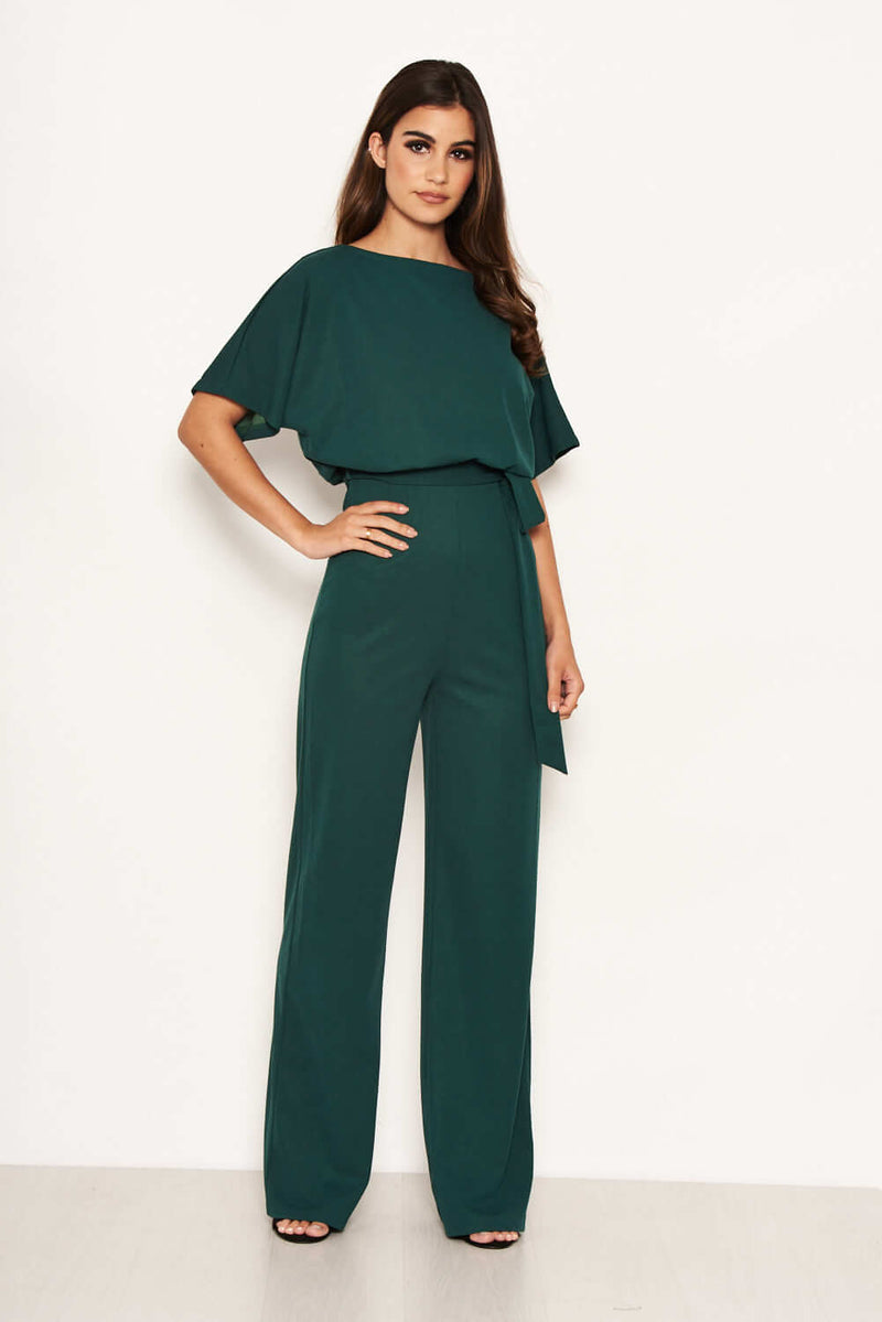 Teal Tie Waist Jumpsuit