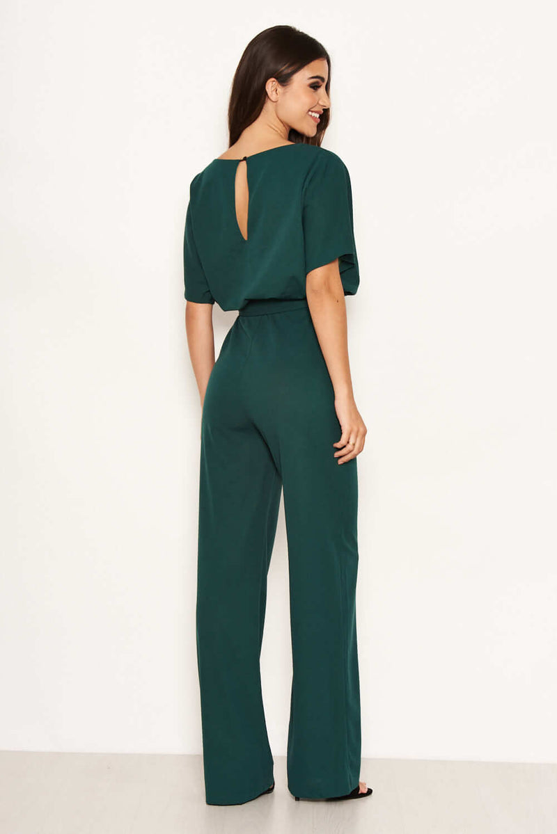 Teal Tie Waist Jumpsuit