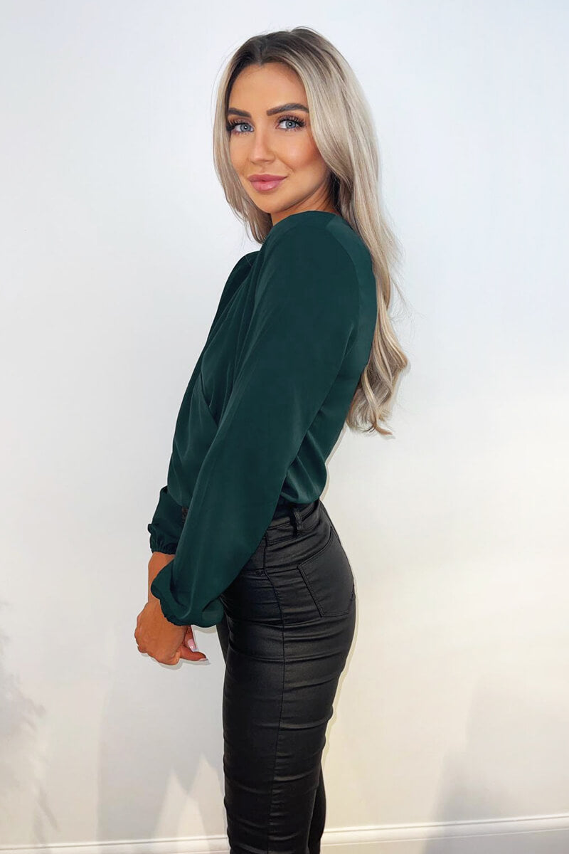 Teal Wrap Over Bodysuit