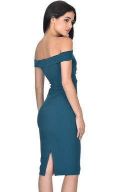Teal Bardot Bodycon Dress