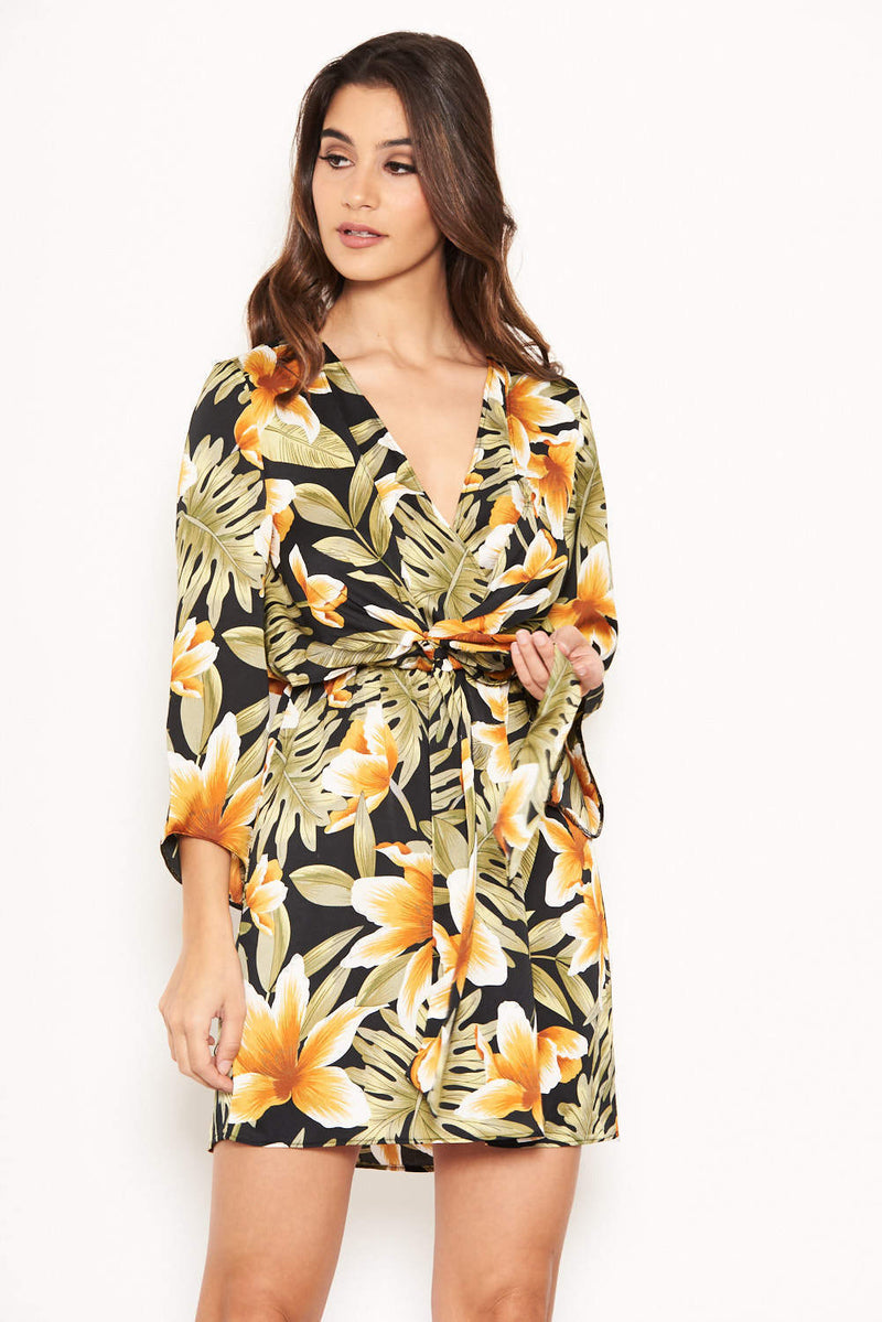 Tropical Knot Front Day Dress