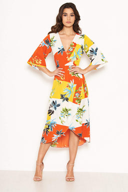 Tropical Printed Midi Dress