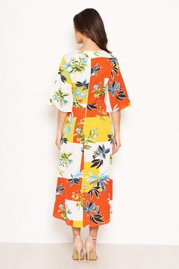 Tropical Printed Midi Dress