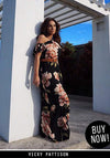 Black Strappy Floral Patterned Maxi Dress