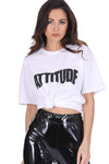 White Attitude Slogan T-Shirt