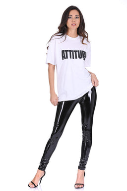 White Attitude Slogan T-Shirt