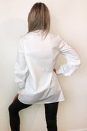 White Elasticated Sleeve Button up Dress