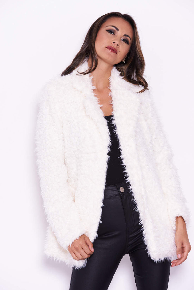 White Faux Fur Coat