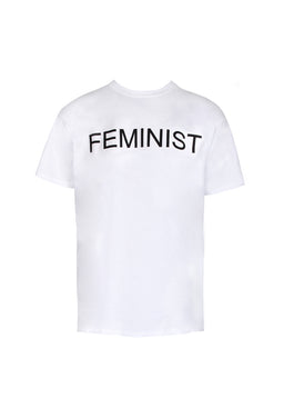 White Feminist Slogan T-Shirt