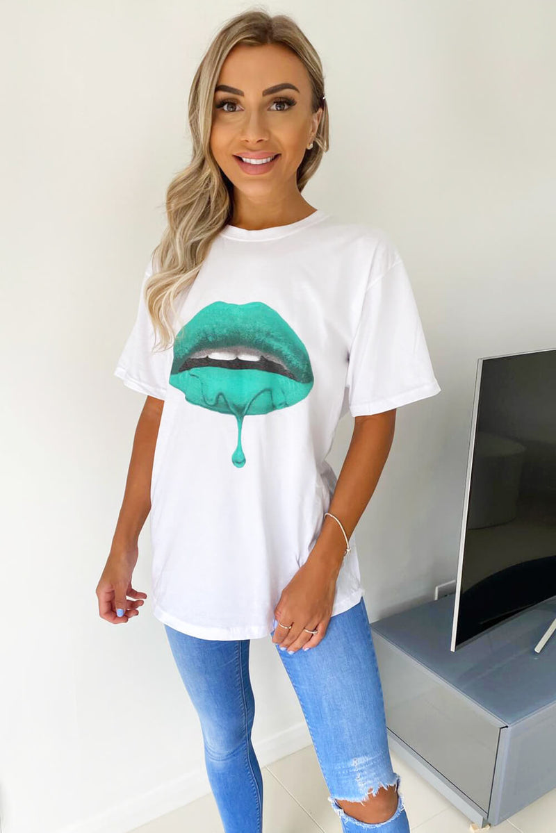 White Green Lips T-Shirt