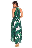 ax paris green leaf dress Leaf Print Frill Detail Maxi Dress AX Paris