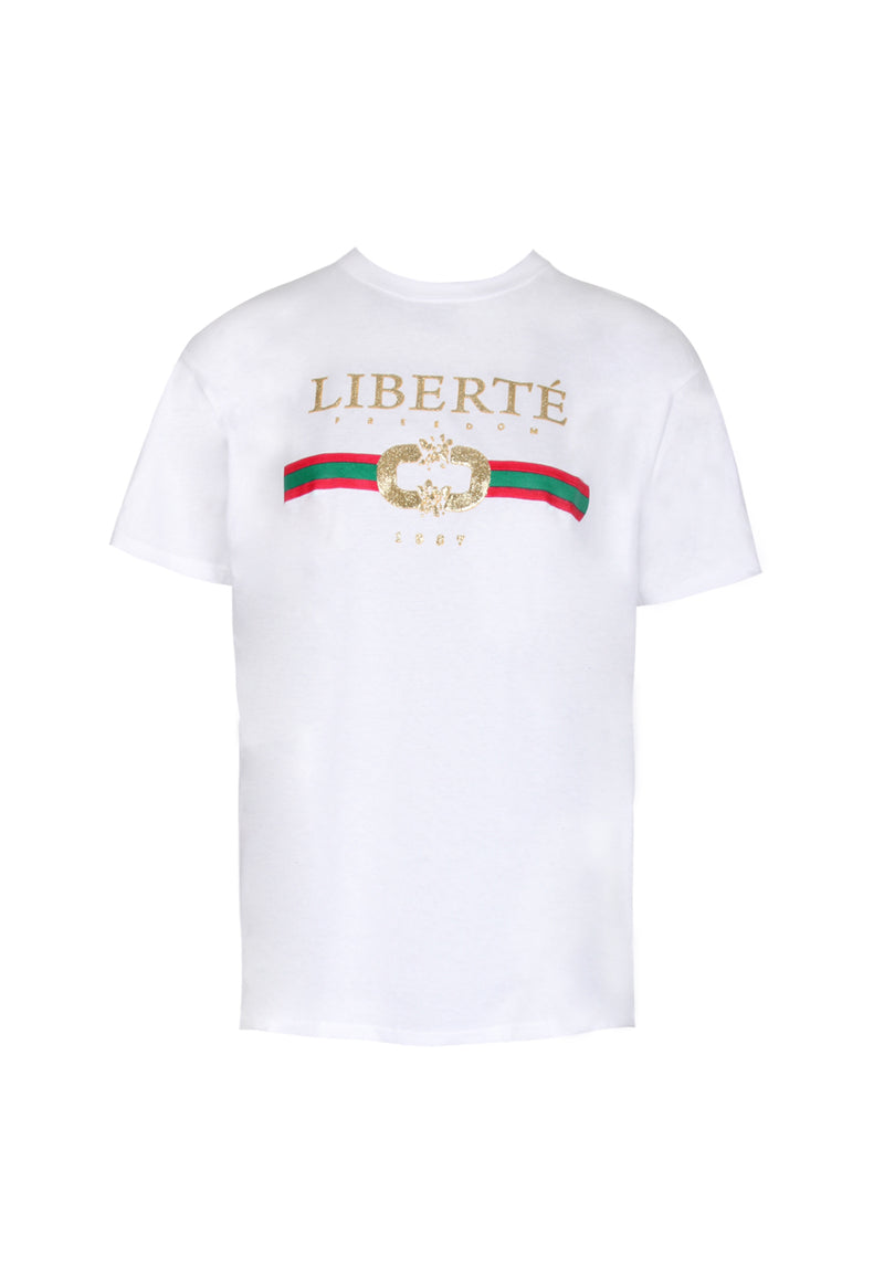 White Liberte Printed T-Shirt