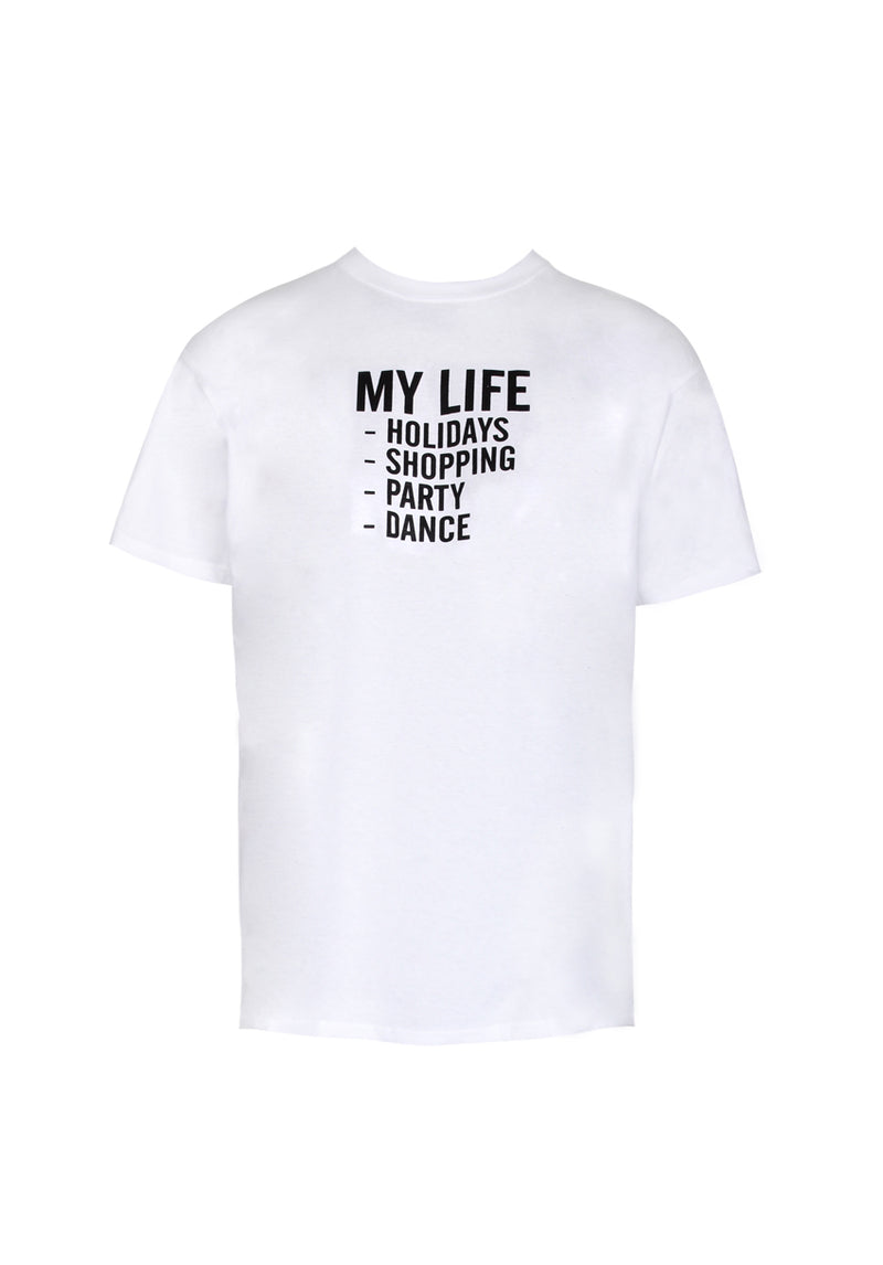 White My Life Slogan T-Shirt