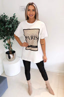 White Paris Printed Oversized T-Shirt