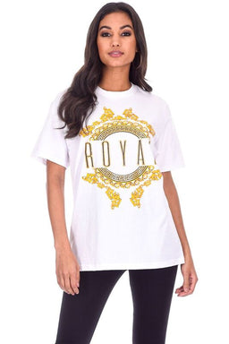 White Royal Slogan T-Shirt