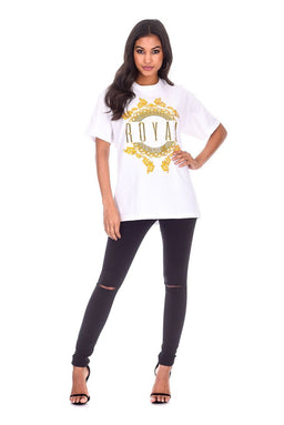 White Royal Slogan T-Shirt