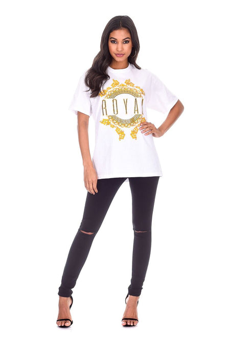White Royal Slogan T-Shirt