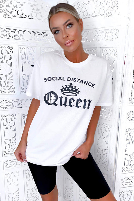 White Social Distance Queen Tee