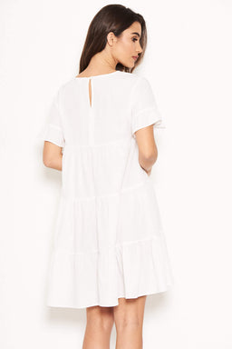 White Tiered Frill Dress