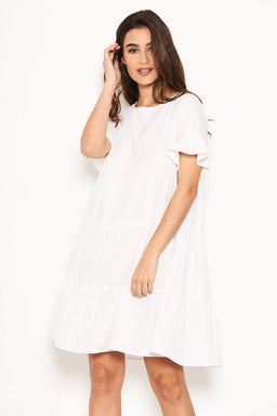 White Tiered Frill Dress