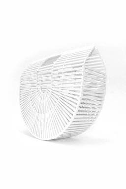 White Wooden Structured Clutch Bag