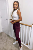 Wine Basic Drawstring Joggers