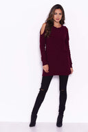 Wine Chenille Jumper With Cold Shoulder