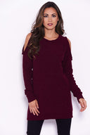 Wine Chenille Jumper With Cold Shoulder