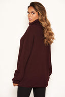 Wine Roll Neck Knit Jumper